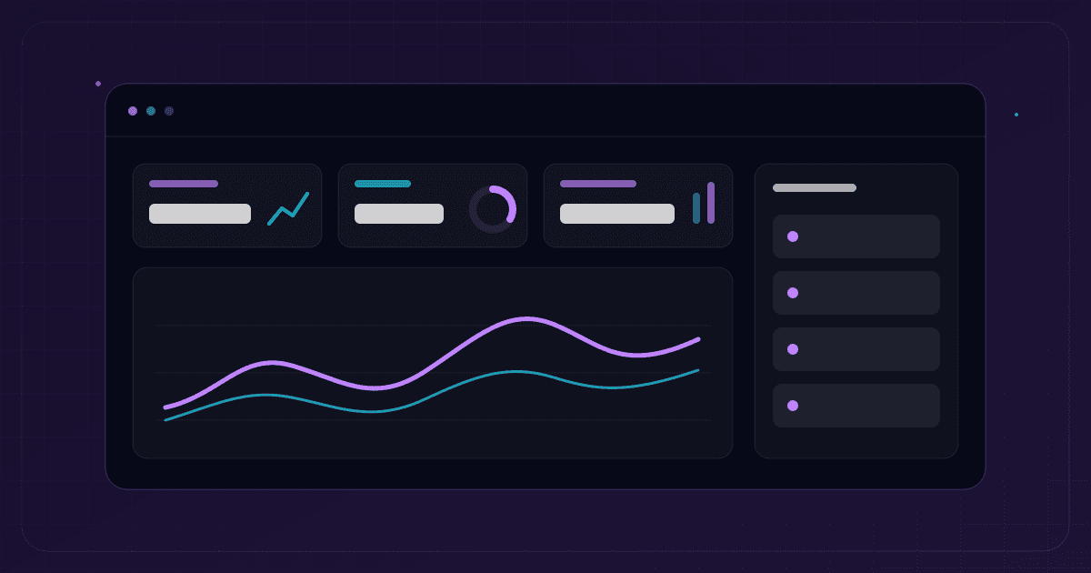 Abstract enterprise dashboard system with charts and status panels